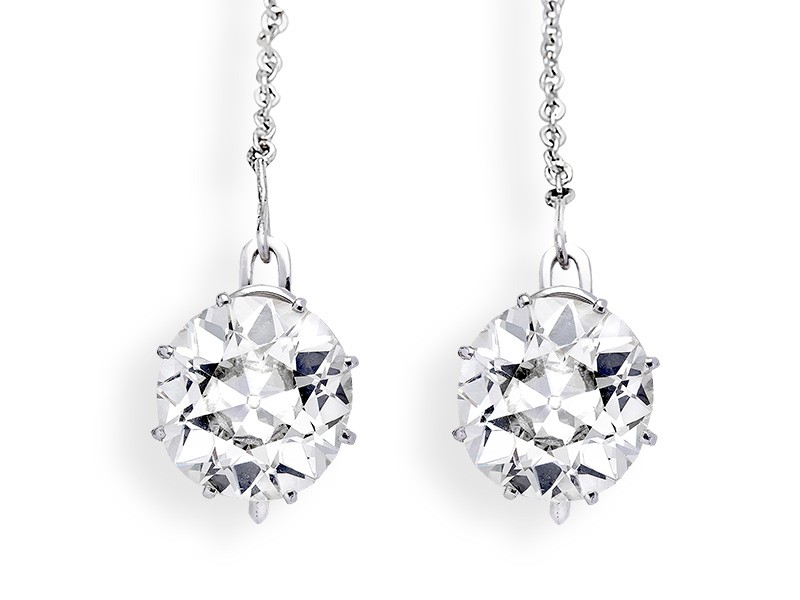 Antique-cut diamond <br>earrings